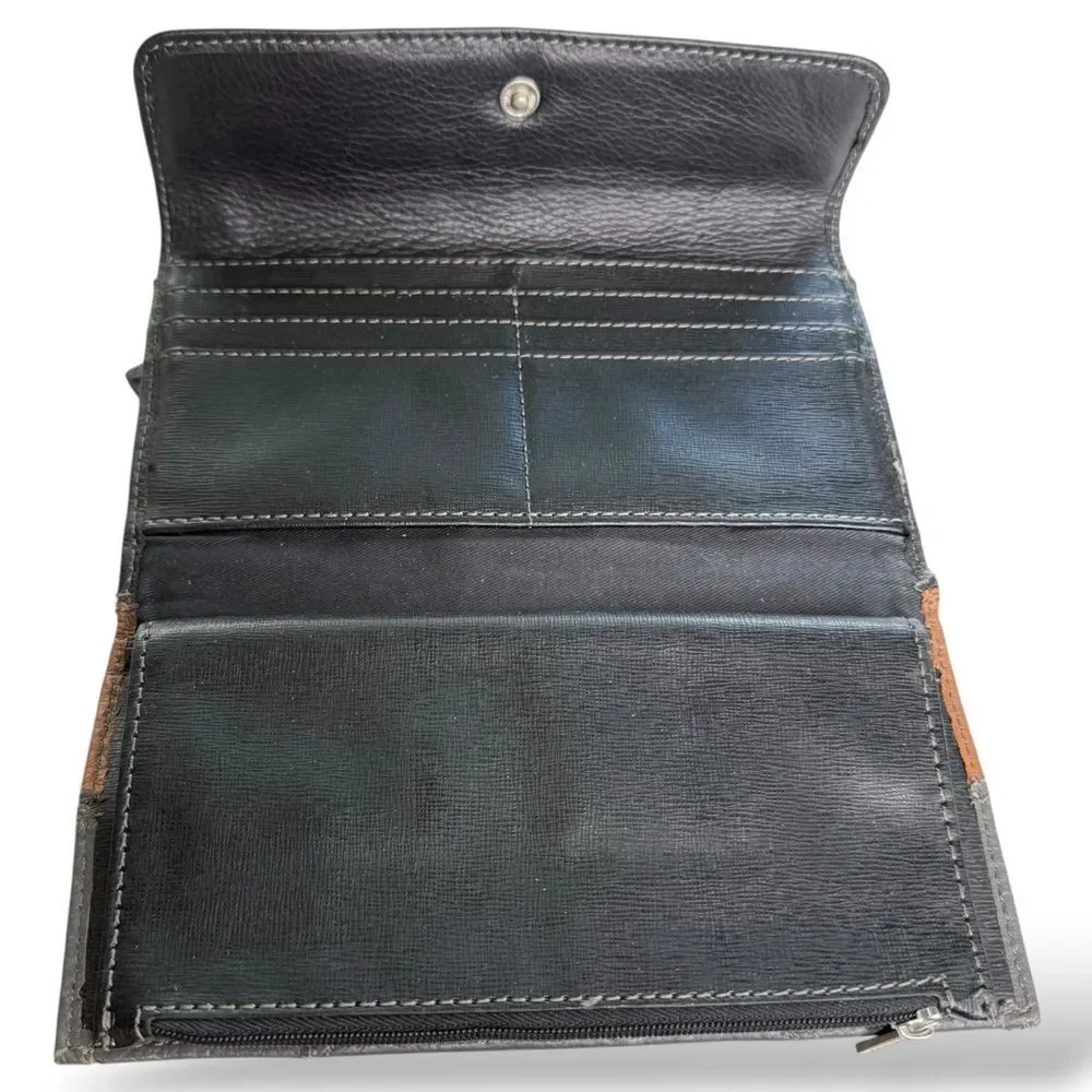 ▪️FOSSIL Large Neutral Color Block Trifold Leather Wallet